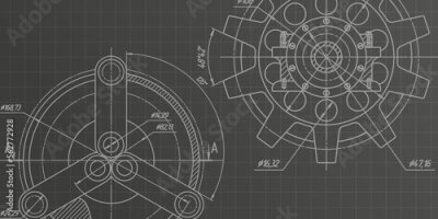 Papier peint  Croquis technique sur fond sombre