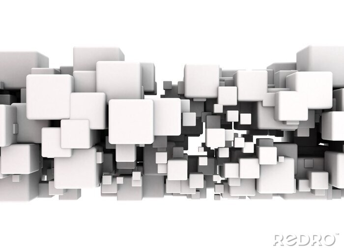 Papier peint  Cubes 3D blancs de différentes tailles