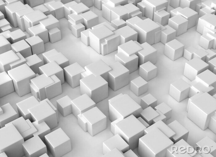 Papier peint  Cubes blancs 3D vue aérienne
