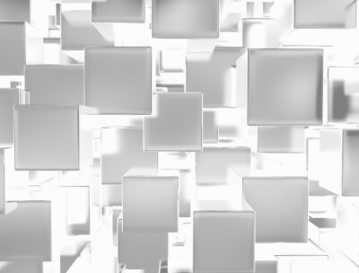 Cubes blancs en lévitation 3D