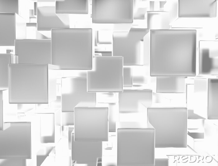Papier peint  Cubes blancs en lévitation 3D