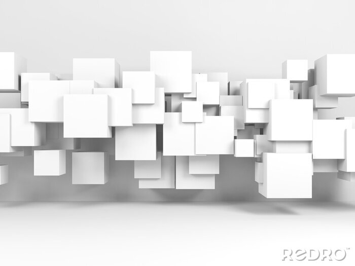 Papier peint  cubes blancs flottants 3d