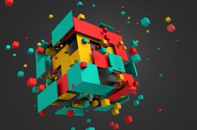 Papier peint  Cubes colorés formant un motif géométrique avec effet 3D