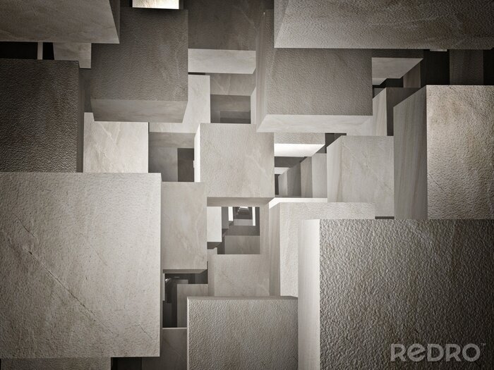 Papier peint  Cubes de béton créant un motif 3D