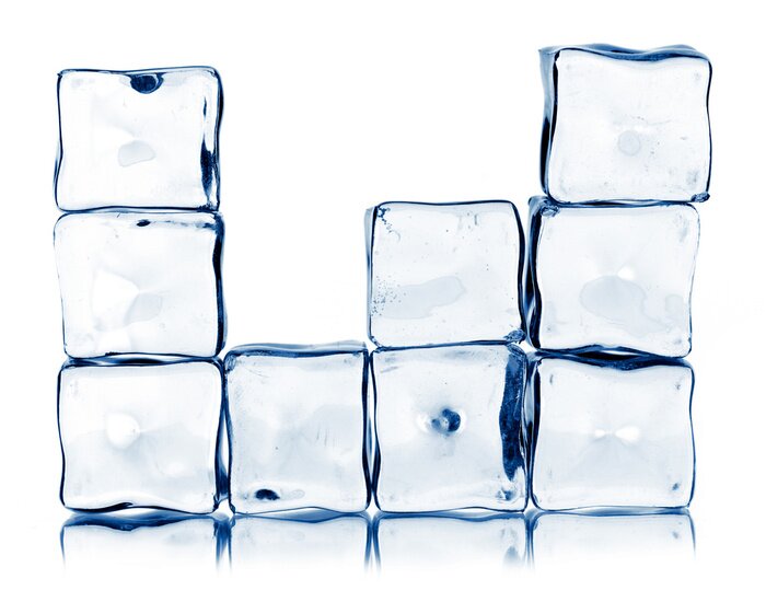 Papier peint  cubes de glace isolés sur fond blanc