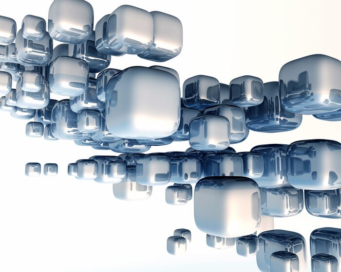 Papier peint  Cubes métalliques avec un fond blanc