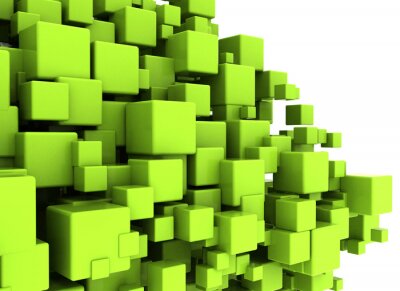 Papier peint  Cubes verts en 3D