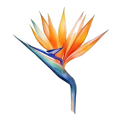Papier peint  Cute watercolor strelitzia flower. Illustration Generative AI.