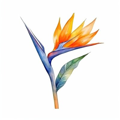 Papier peint  Cute watercolor strelitzia flower. Illustration Generative AI.