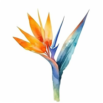 Papier peint  Cute watercolor strelitzia flower. Illustration Generative AI.