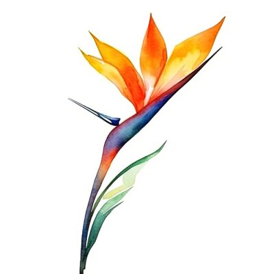 Papier peint  Cute watercolor strelitzia flower. Illustration Generative AI.