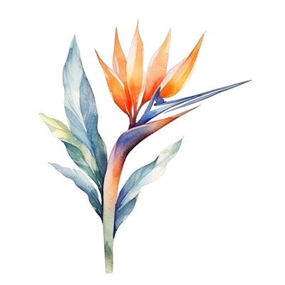 Papier peint  Cute watercolor strelitzia flower. Illustration Generative AI.