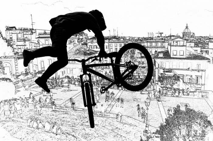 Papier peint  Cycliste BMX et architecture urbaine