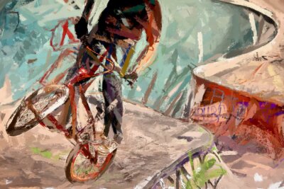 Papier peint  Cycliste en peinture