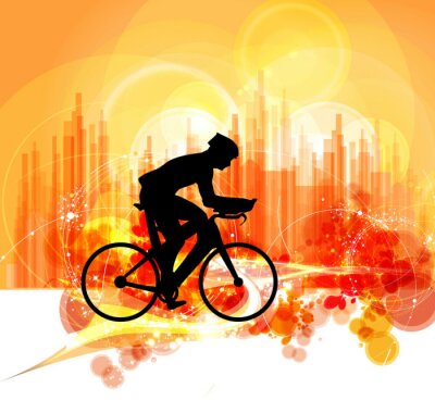 Cycliste et fond abstrait