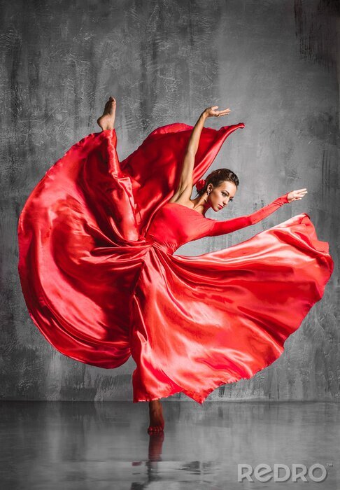 Papier peint  Danseuse de ballet en robe rouge