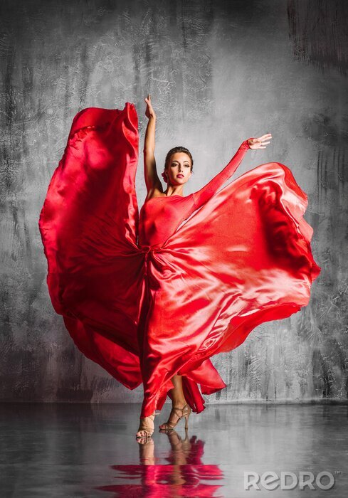Papier peint  Danseuse de ballet fond rouge