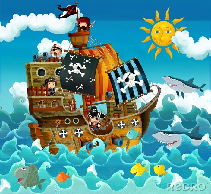 Papier peint  De superbes pirates sur un bateau
