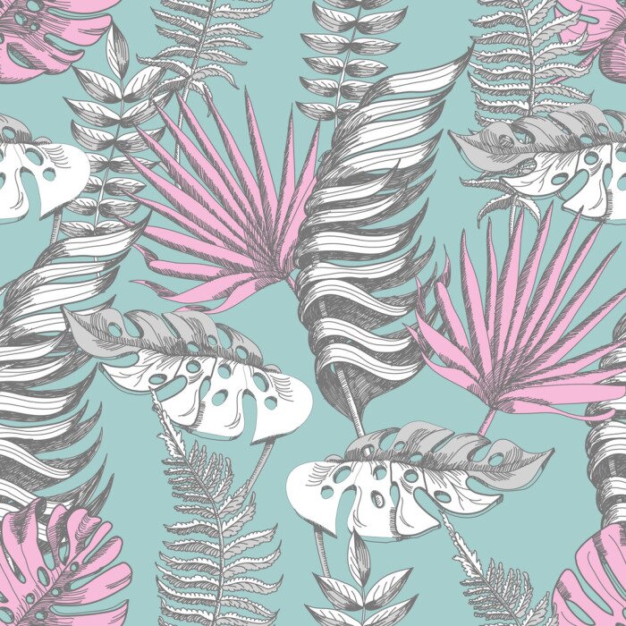 Papier peint  Délicates plantes tropicales à feuilles