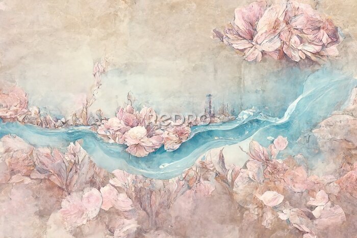 Papier peint  Délicatesse artistique de fleur de mosaïque