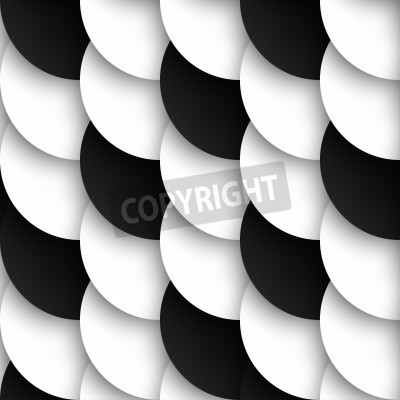 Papier peint  Demi-cercles 3D noir et blanc