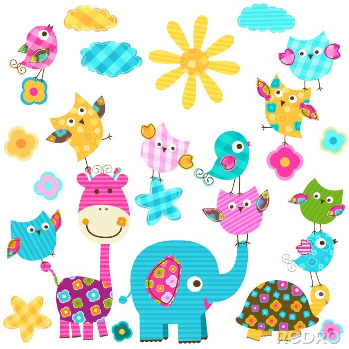 Papier peint  Des animaux heureux et colorés