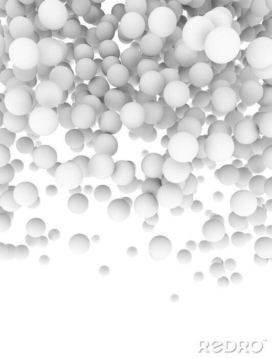 Papier peint  Des boules blanches en 3D tombent du ciel