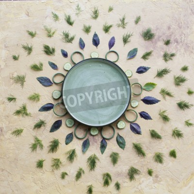 Papier peint  Des feuilles disposées en cercle