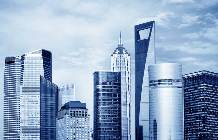 Papier peint  Des gratte-ciel aux couleurs bleues en Chine