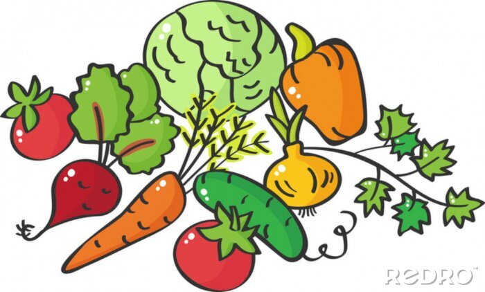Papier peint  Des légumes sous forme d'illustration