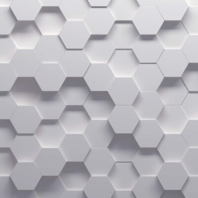 Papier peint  Des panneaux 3D hexagonaux blancs et gris
