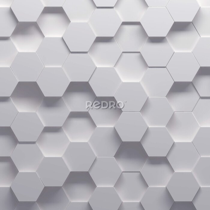 Papier peint  Des panneaux 3D hexagonaux blancs et gris