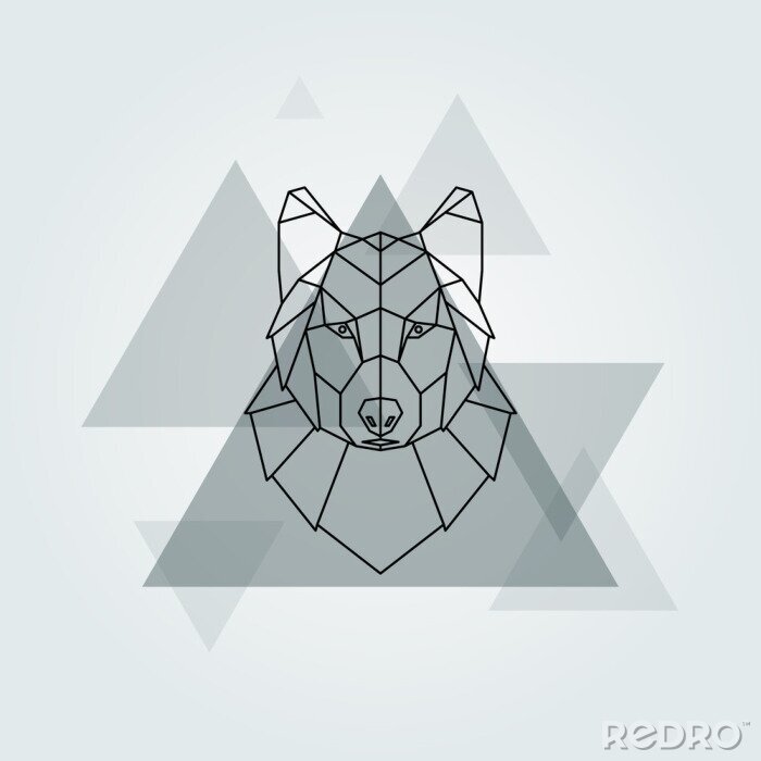 Papier peint  Des triangles gris et une tête de loup