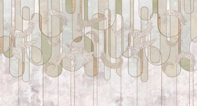 Papier peint  Design in the loft, classic, baroque, modern, rococo style. Graphic geometry on concrete grunge background. Photo wallpaper, mural, wallpaper, card, postcard design.