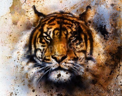 Papier peint  Dessin abstrait avec un tigre