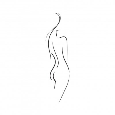 Papier peint  Dessin au trait d'une silhouette féminine nue