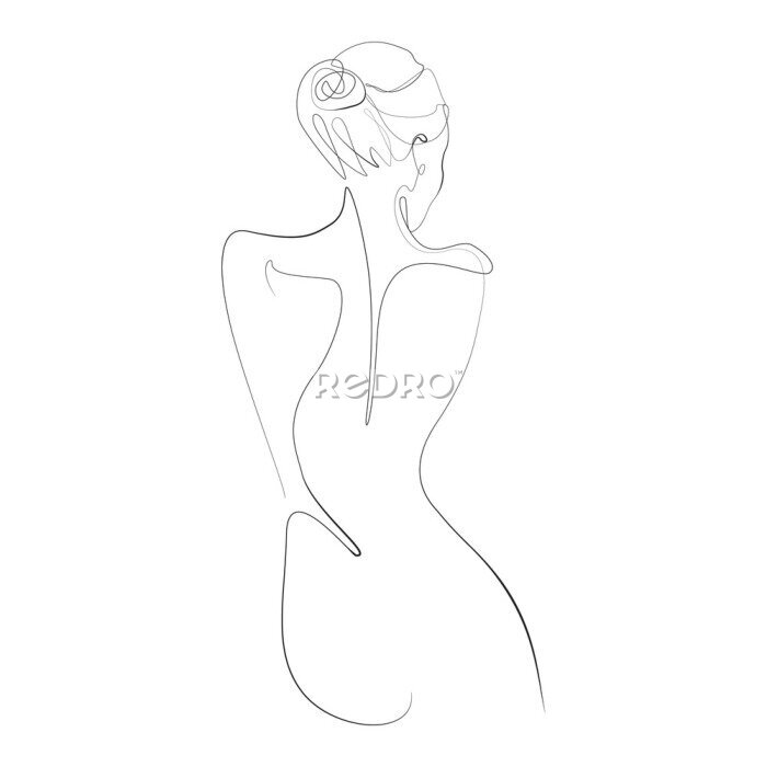 Papier peint  Dessin au trait du dos d'une femme