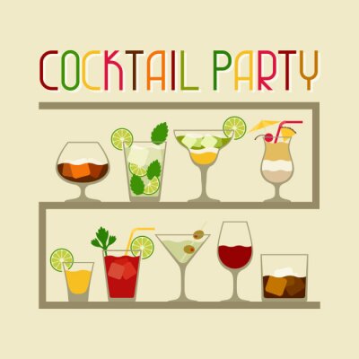 Papier peint  Dessin avec des boissons et des cocktails