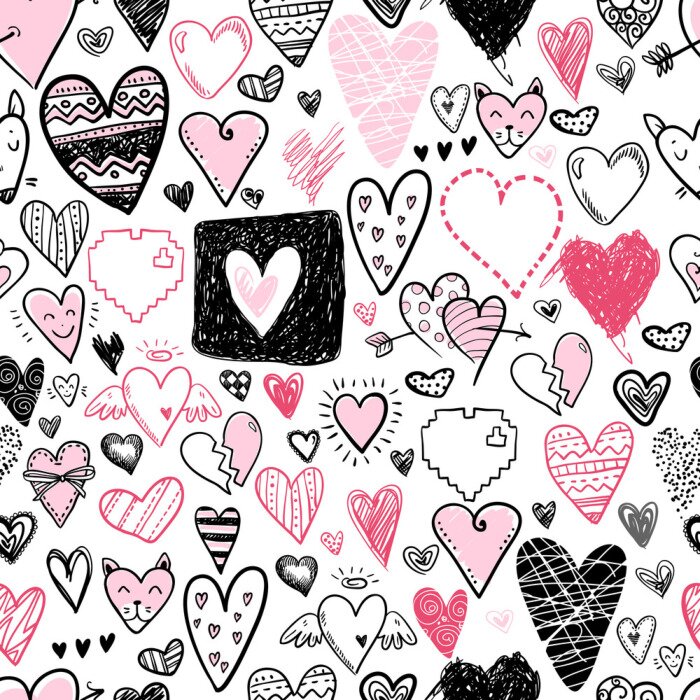 Papier peint  Dessin avec des cœurs