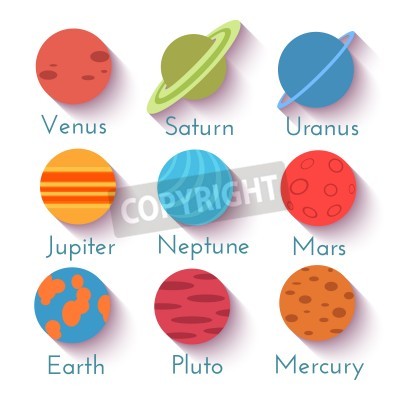 Papier peint  Dessin avec système solaire et légendes