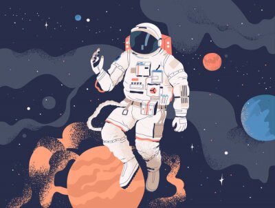 Papier peint  Dessin avec un astronaute
