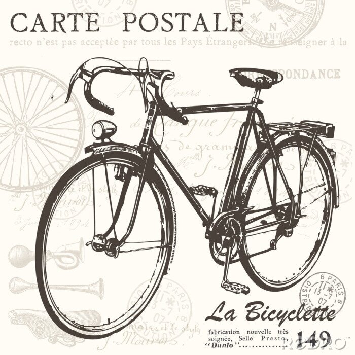 Papier peint  Dessin avec un vieux vélo