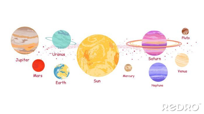 Papier peint  Dessin coloré du système solaire