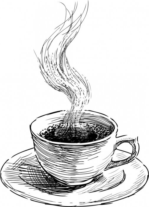 Papier peint  Dessin d'un café fumant