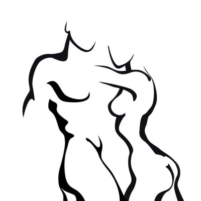 Sticker  Dessin d'un couple nu