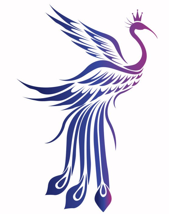 Papier peint  Dessin d'un oiseau avec une couronne