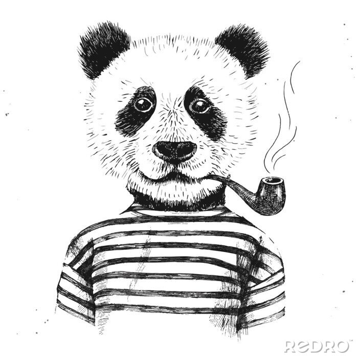 Papier peint  Dessin d'un panda hipster
