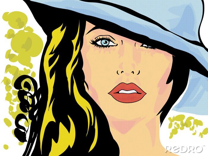 Papier peint  Dessin d'une femme avec un chapeau