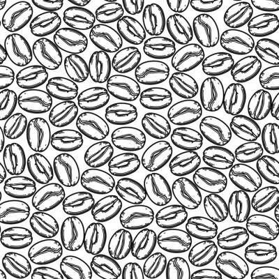 Dessin de grains de café en noir et blanc