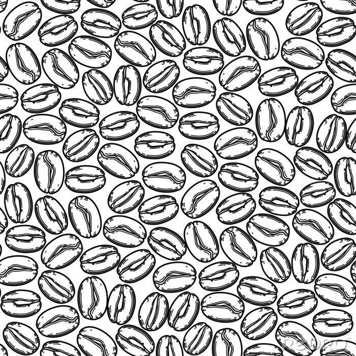 Papier peint  Dessin de grains de café en noir et blanc